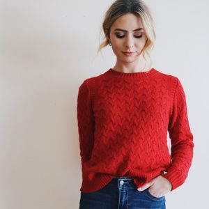 Classic Red Cable Knit Sweater